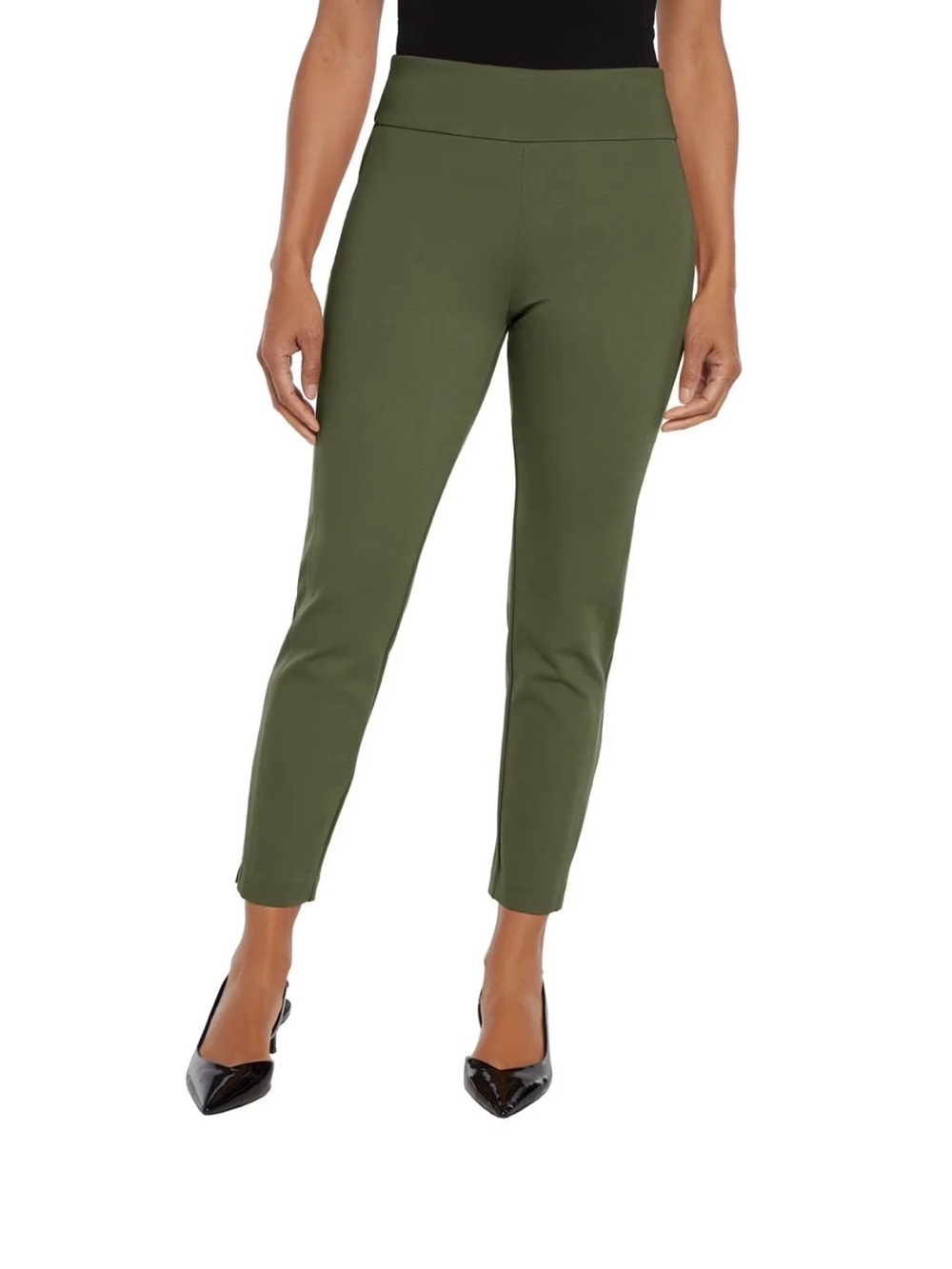 Express Women's Ponte Pant High-Waist Olive Green - Picture 2 of 10